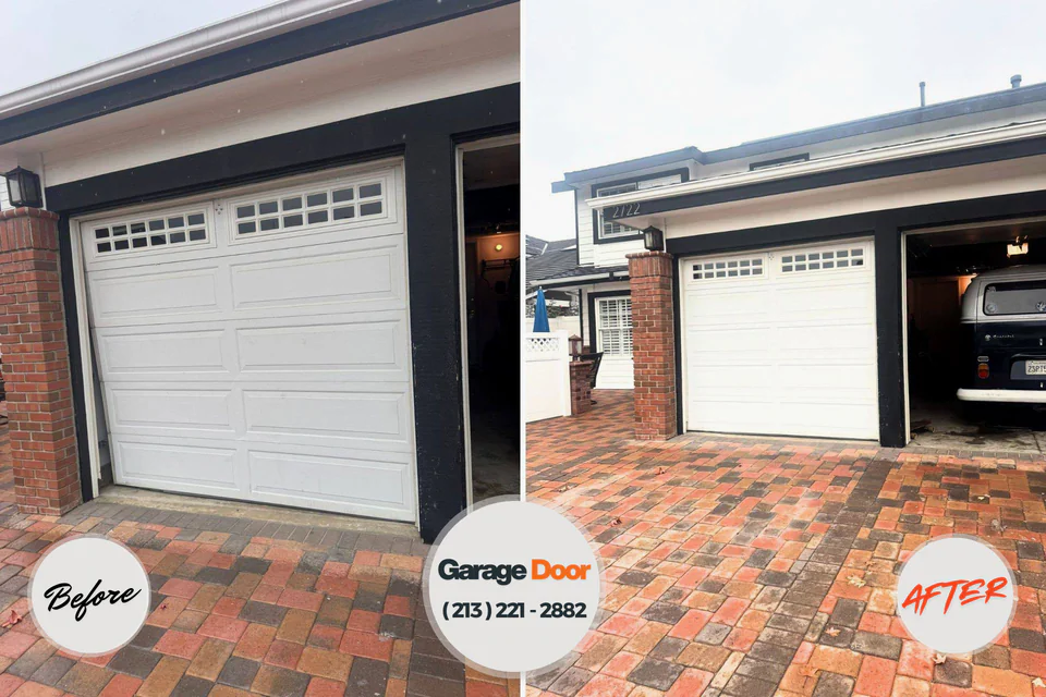 Before and after: garage door repair Urbana, IL